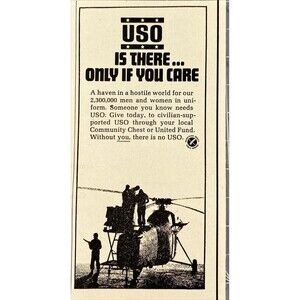 USO "Is there Only if you are-A haven for our troops" Vintage Print Ad 1967
